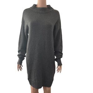 BP Sweater Dress Womens Medium Gray Mock Neck Tunic Stretch Pullover